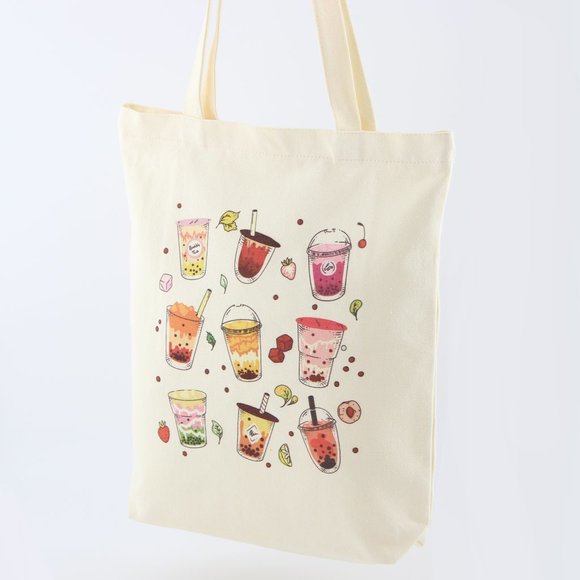 Boba Tote Bag Bubble Tea Design Shopping Tote - Picture 7 of 9